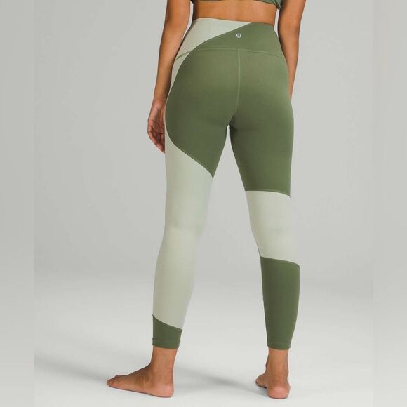Lululemon Nulu Colour Block High-Rise Tight 25", Green Twill/Green Fern, Size 6 - Picture 3 of 9